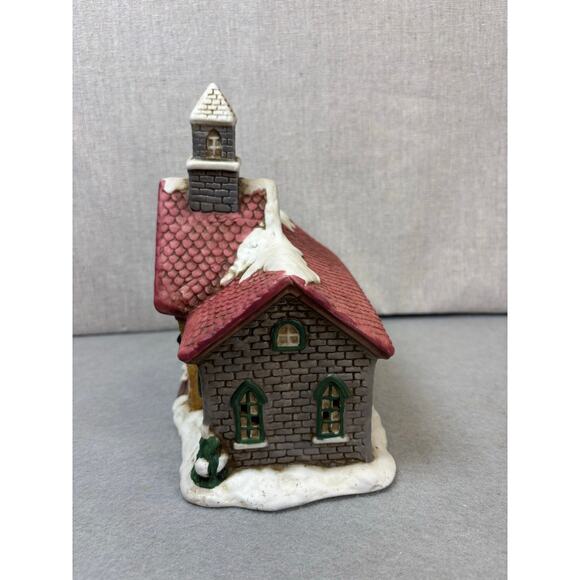 Vintage St. Nicholas Square Lighted Hand Painted Porcelain Church Chapel 90s - Picture 5 of 7
